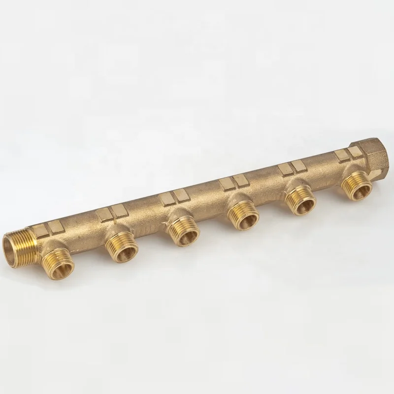 YF-M012  Brass factory Trade Assurance super quality 6 ways brass distribution water manifold without valve