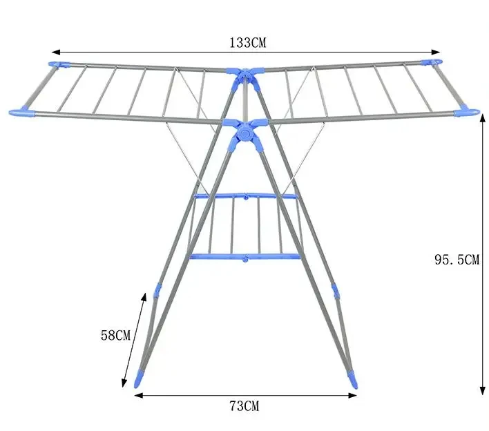 High Quality Iron Coated Clothes Drying Rack Foldable Balcony Clothes Hanger Butterfly Type Clothes Rack Stand