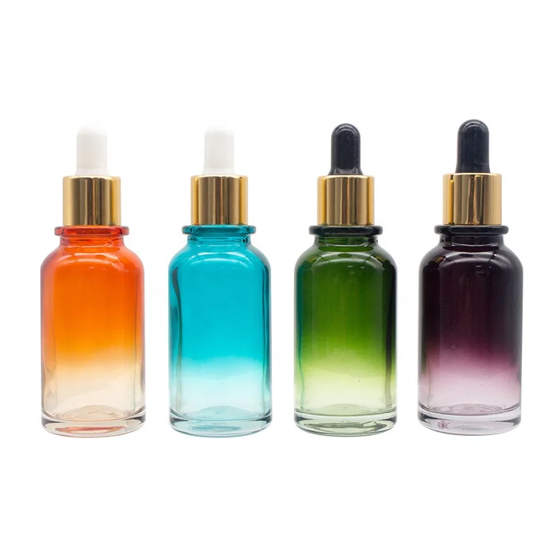 Custom Logo Color Clear Blue Skin Care Serum Essential Oil 5ml 10ml 15ml 30ml 50ml 1oz Glass Dropper Bottle With Packaging Box