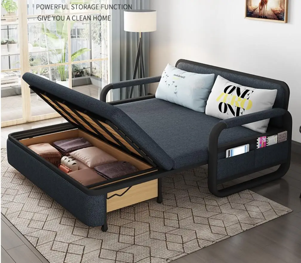 Hot Design Home Use Fabric Folding Storage Sofa Bed Living Room Furniture