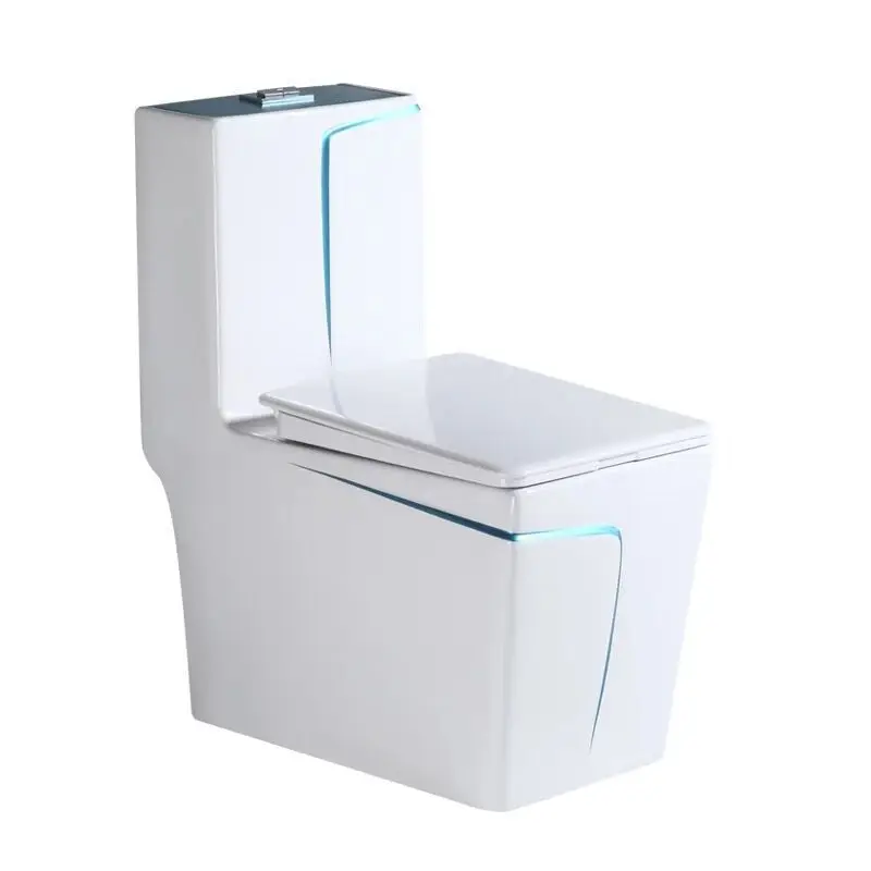 Household water-saving silent deodorant toilet self-cleaning glazed square cheongsam pumping large diameter 4-hole siphon toile