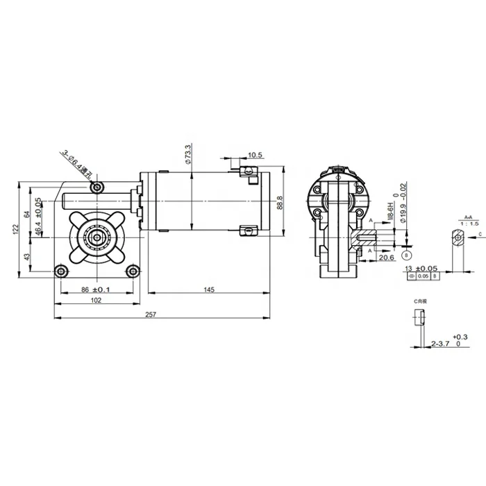 High Torque 12v 24v Brushed DC Worm Gear Motor For Winch