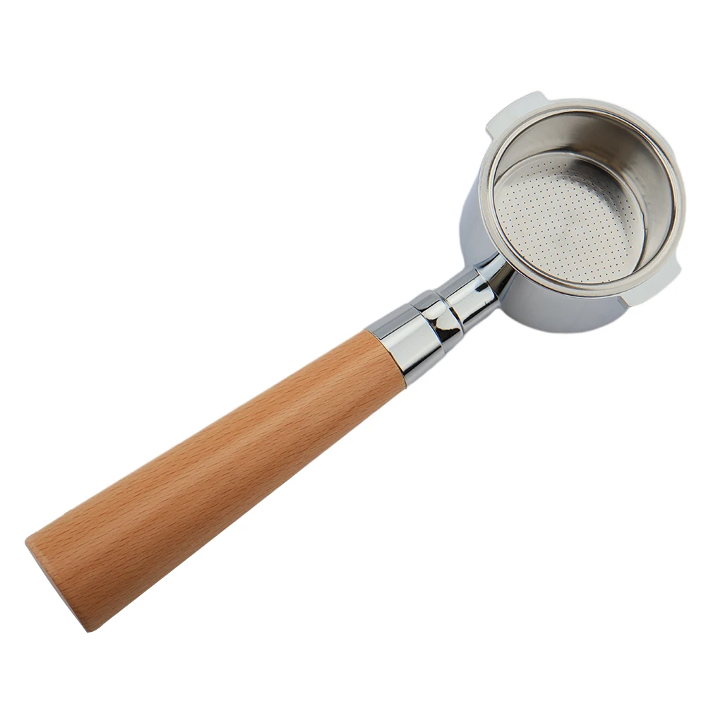 51mm 2 Ears Portafilter Beech wood Coffee Bottomless Portafilter Espresso Tools for Delonghi