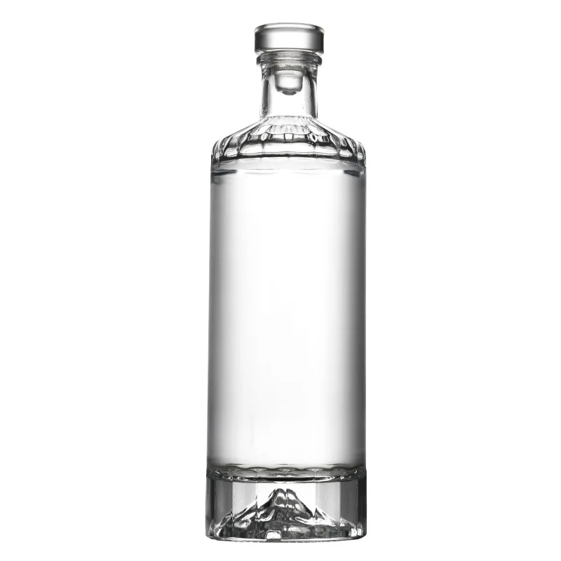 Factory manufacturing china custom gin bottles 500 ml glass liquor high quality bottle with screw cap cork topper