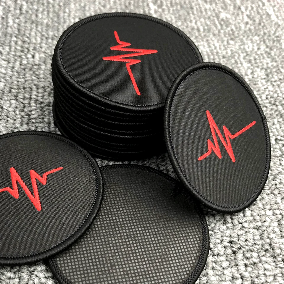 Custom Garment Brand LOGO Fabric Woven Patch Velcroes on Jeans Caps Bags Hook and Loop Embroidered Badges Sew on Clothing