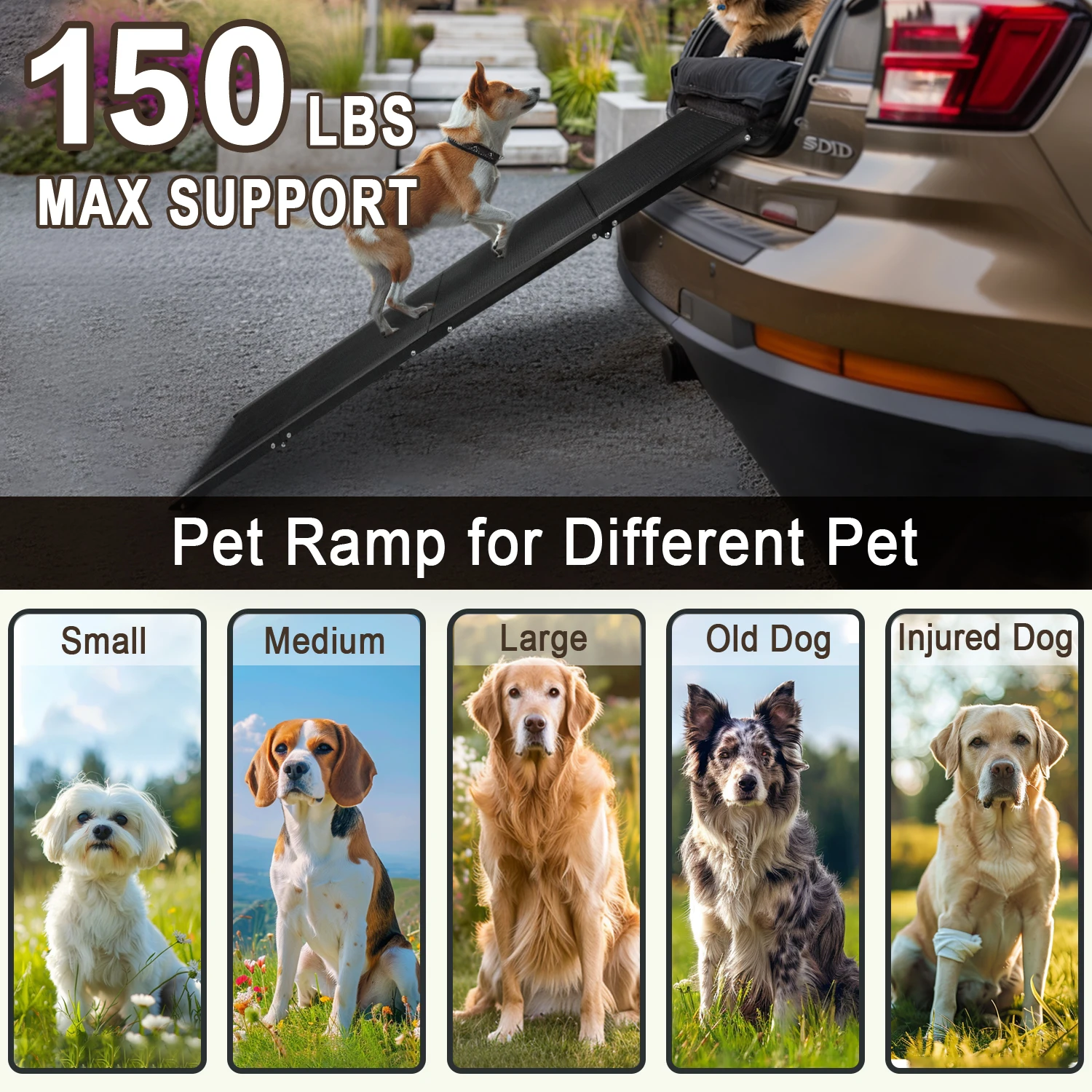 CANBO High Load-bearing Car Dog Step Stairs Ramp Portable Adjustable Pet Ramps for Small Dogs