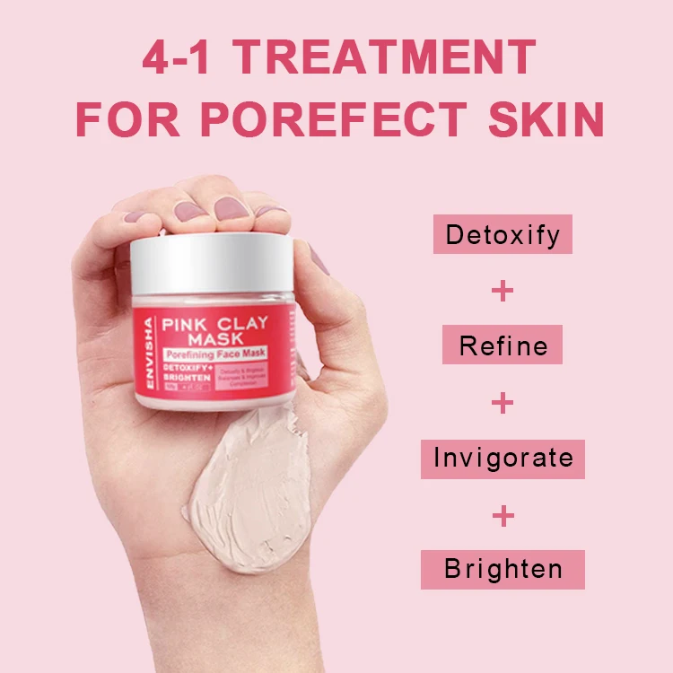 Deep Pore Skin Cleansing pink clay mask private label Purifying Brightening vegan with vitamin c clay mask