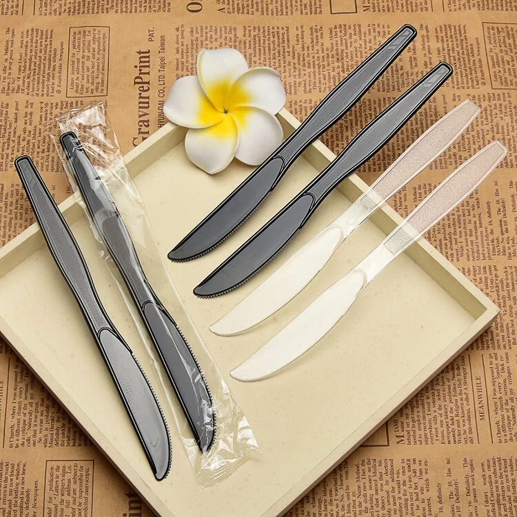 Disposable black plastic packaging Western knife thickened cake cutter steak knife tableware knife