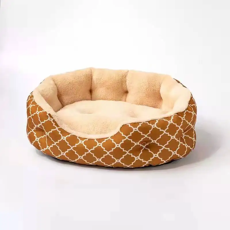 Oxford Cloth Material Pet Dog Sofa Bed With Fur Liner Removable And Washable Dog Cat square kennel non-slip bottom Nest