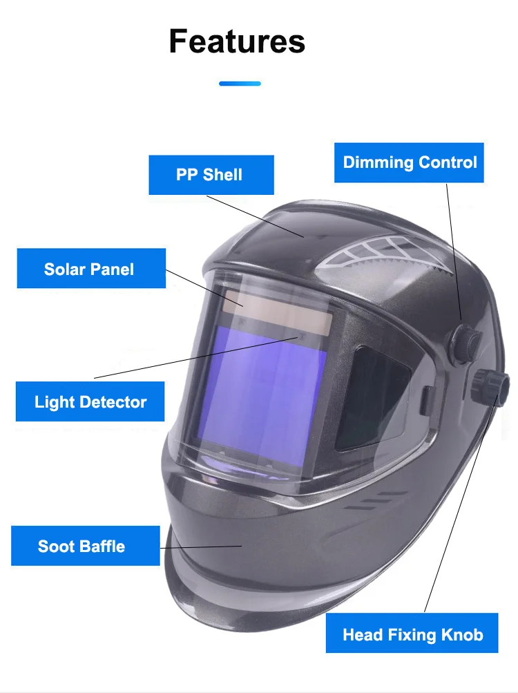 RHK Automatic Welding Helmet Large Viewing Darkening True Color Welder Mask with 4 Sensors