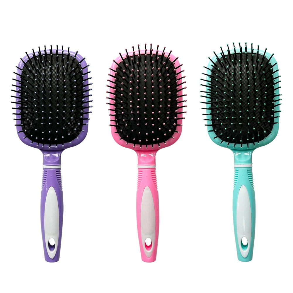 Custom plastic Professional Women Hair Styling Tool Paddle Brush With compact mirror