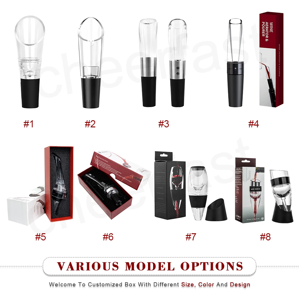 Sample Order Support Acrylic Black Portable Food Grade Wine Aerator Spout Metal Handle Wine Pour Spout Wine Aerator Acrylic