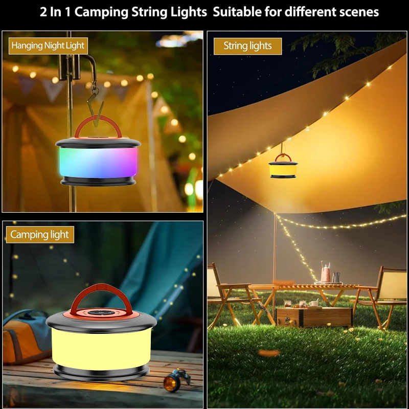 10M Length Waterproof Camping Tent Light LED String Flash Light Outdoor Garden Decoration Lamp For Tent Room String Lights