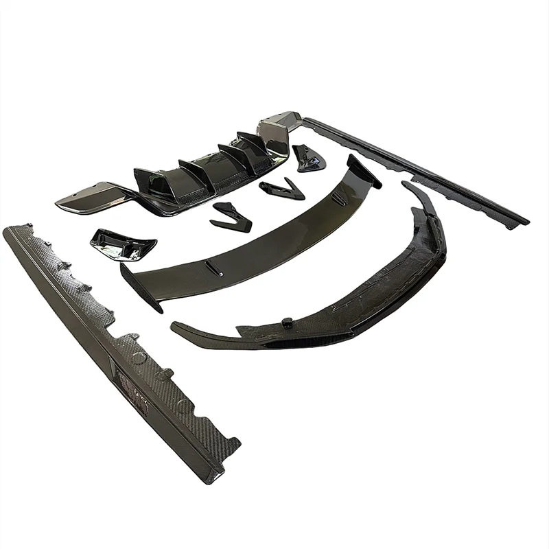 for Audi R8 high-quality p style, dry carbon fiber front lip, front bumper, splitter, side skirts, rear diffuser, rear