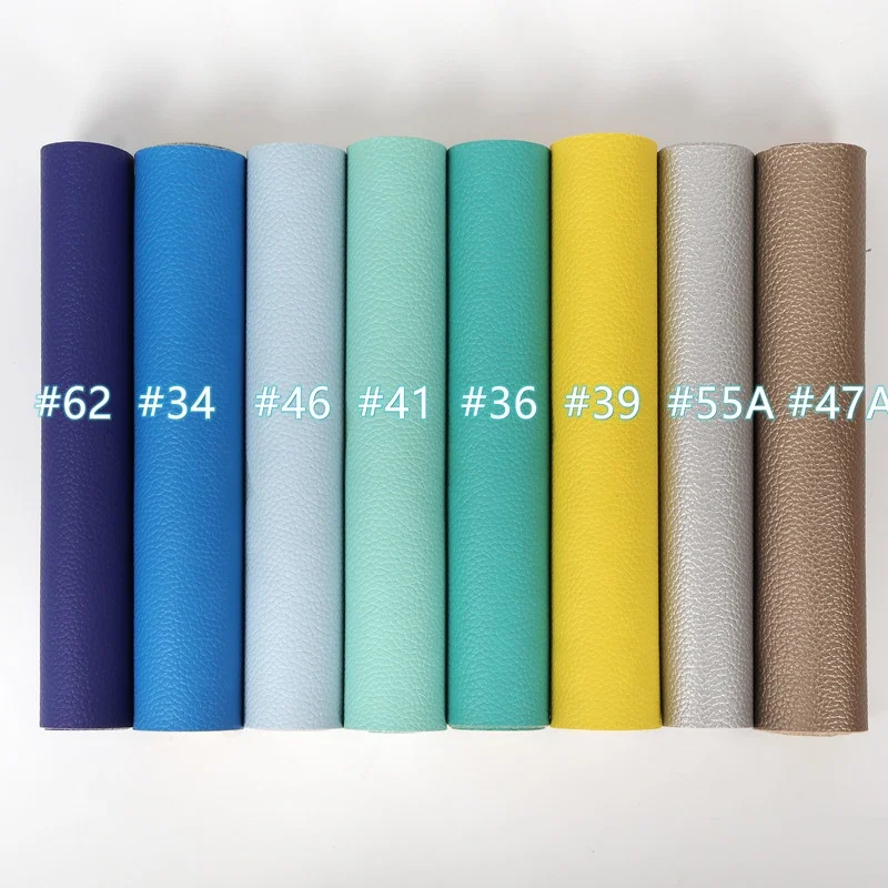 30CMx136CM Rolls Solid Color Lychee Grain Faux Leather Fabric For Bows Key Chains Phone Cases Litchi Leatherette
