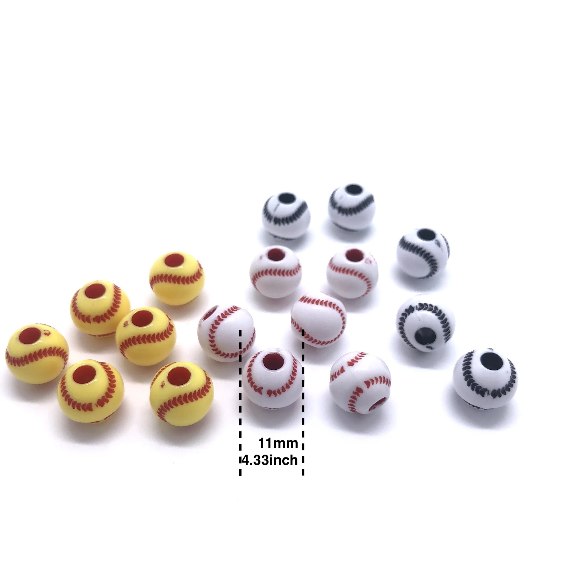 Multi Color 12mm Plastic Acrylic Round Baseball  Beads