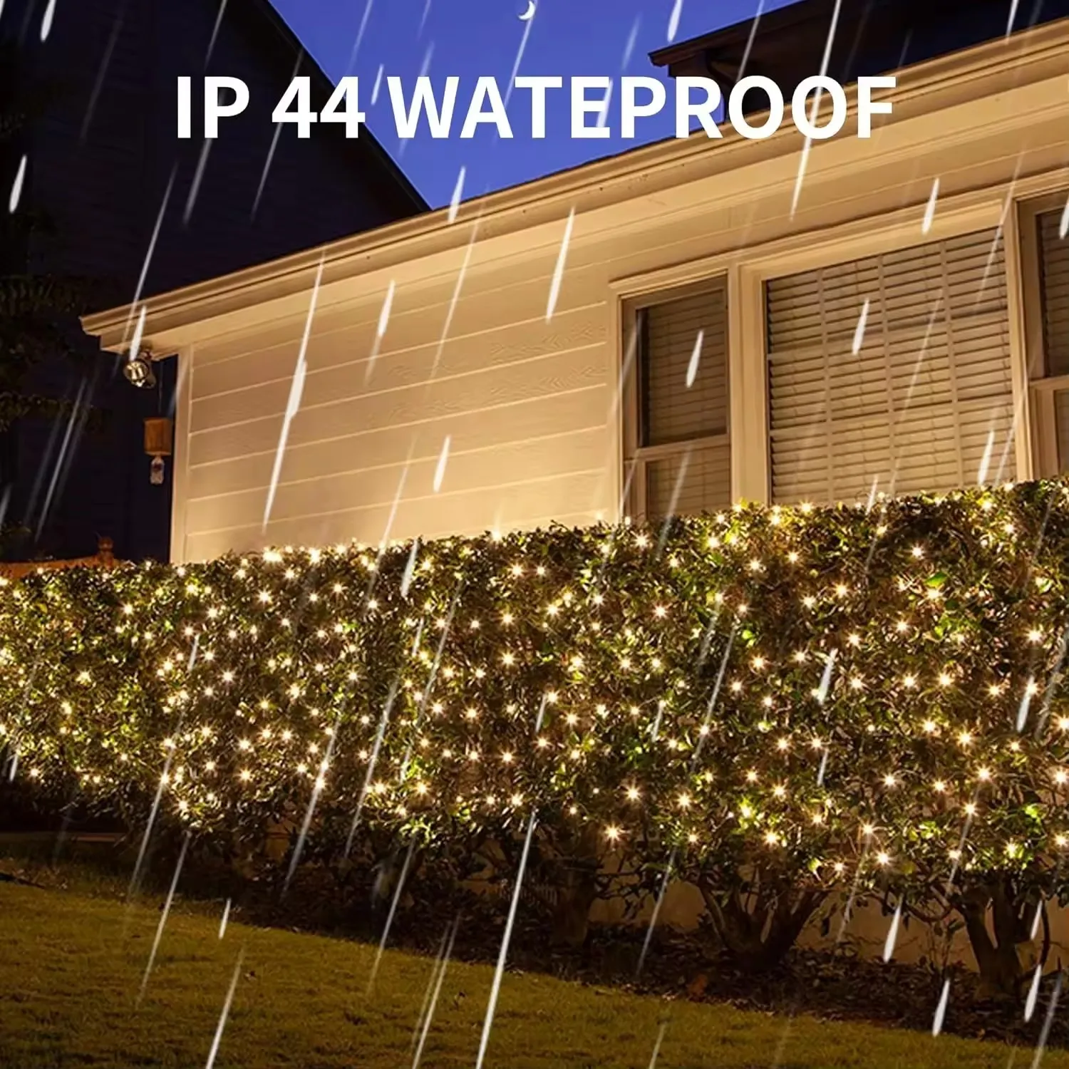 Twinklight Christmas Garden Patio Solar Remote Led Net Lights Waterproof Warm White Mesh Fairy Light