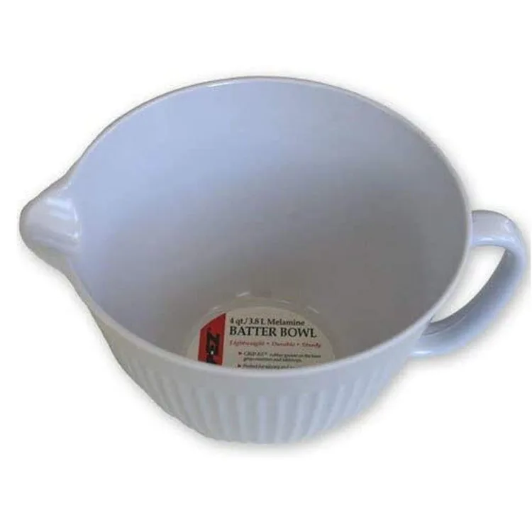 2 Ltr 20cm Cream White Melamine Batter Jug Bowl With Spout & Handle