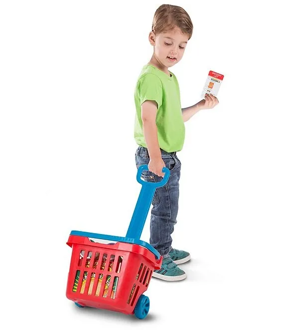 Supermarket toys  big shopping trolley cart rolling shopping basket for kids pretend play