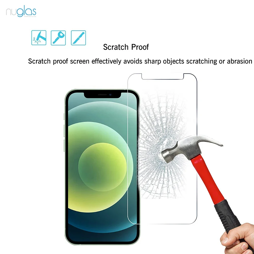 
For iPhone 12 screen protector, Nuglas premium tempered glass film for iPhone 12 screen protector 