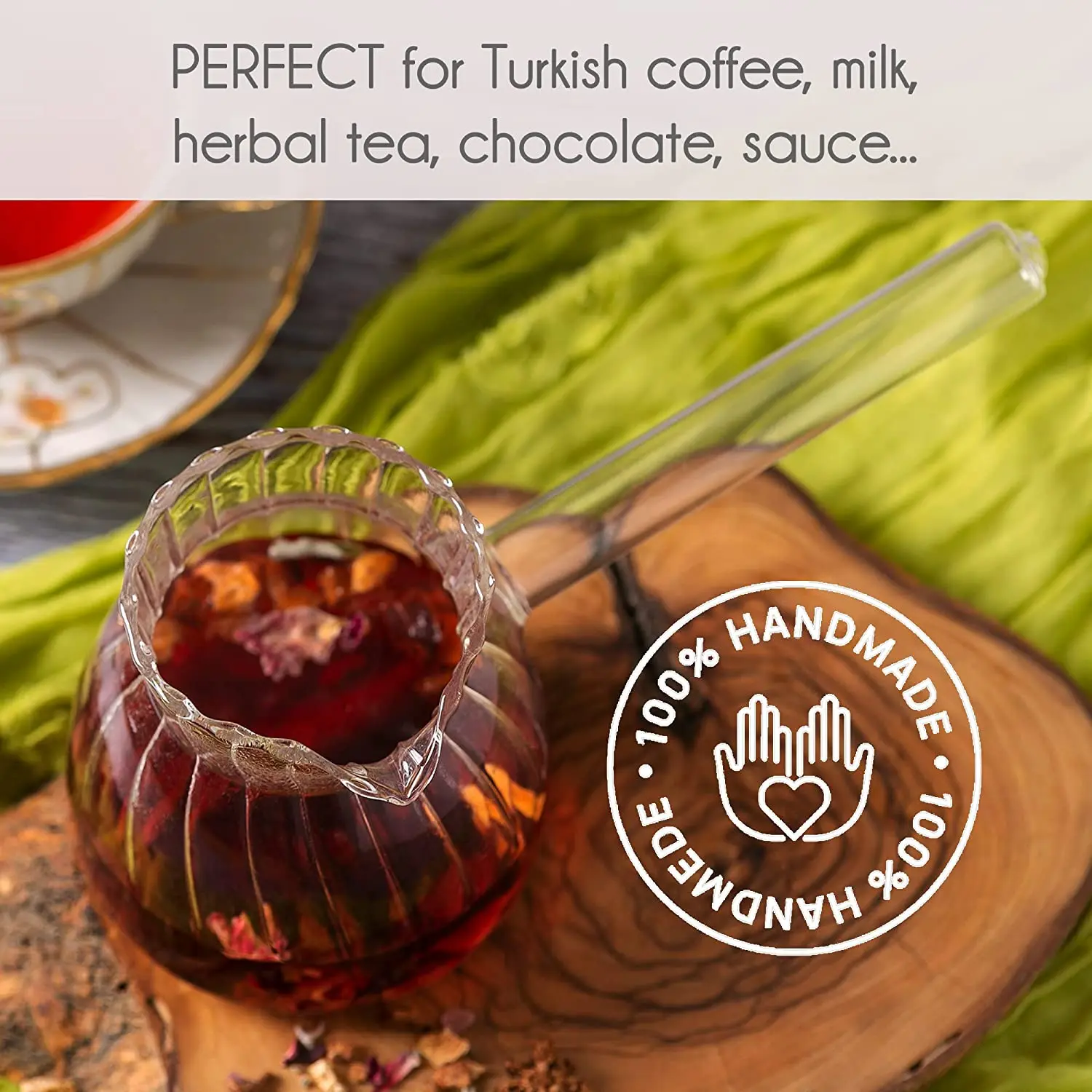 Curved Turkish coffee pot borosilicate glass stovepot heat resistant milk warmer