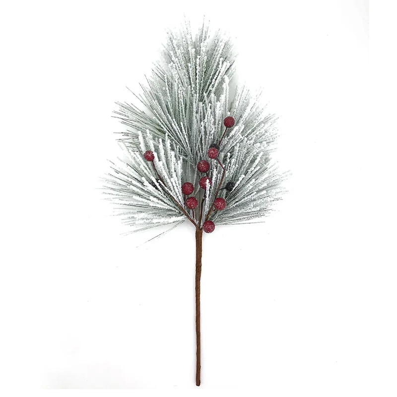 Оптовая продажа, быстрая доставка, палочки, твердые иглы с ледяными красными ягодами и коричневой бумажной упаковкой, сухие рождественские украшения