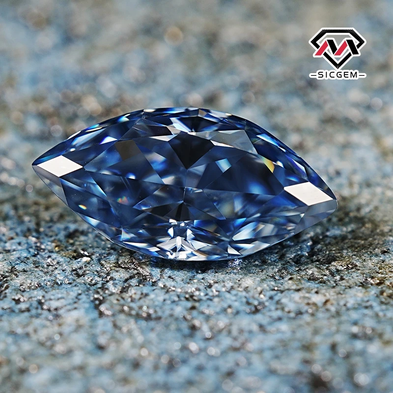 SICGEM Grey Green Black Yellow Blue D EF Color Moissanite Gemstone Marquise Shape Moissanite
