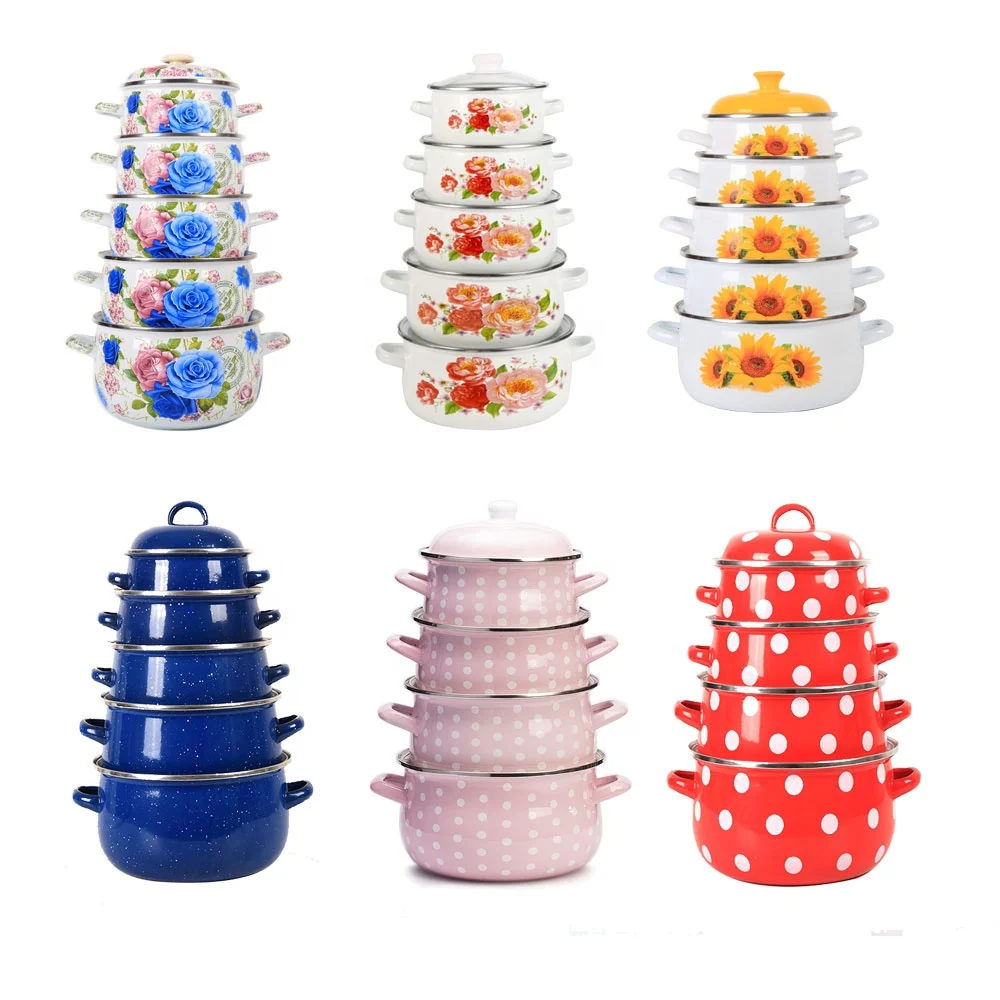 Metal Cooking Pot Kitchen Ware Cookware Sets Casseroles Cooking Pots Enamel Pot Set Kitchen Cookware