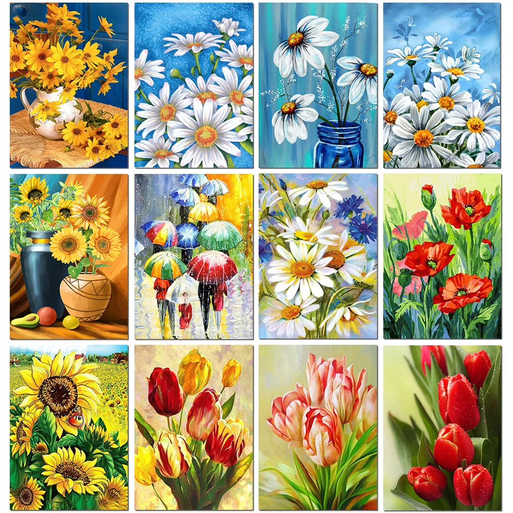 5D Full Drill  Wholesale DIY Diamond Mosaic All kind of Flower Kit For Home Decor Diamond Painting diamond Kits