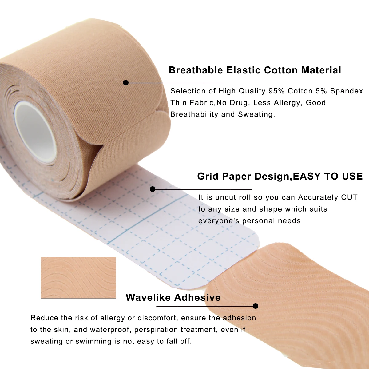 Strong Adhesive Waterproof 5cm*5m Sports Body Kinesiology Tape Precut Custom Pre Cut Kinesiology Tape