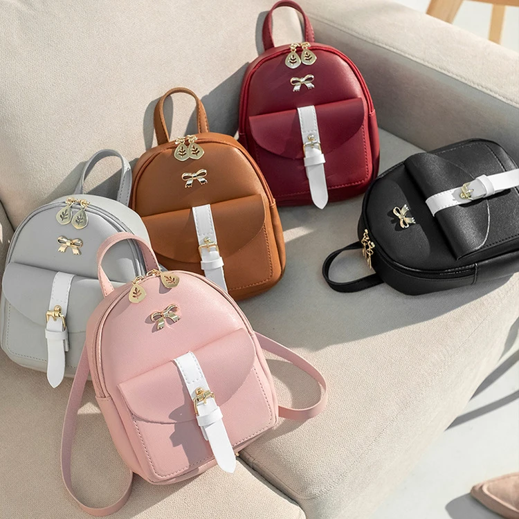 Wholesale Fashion Pink PU Leather Mini Backpack Custom for Girls
