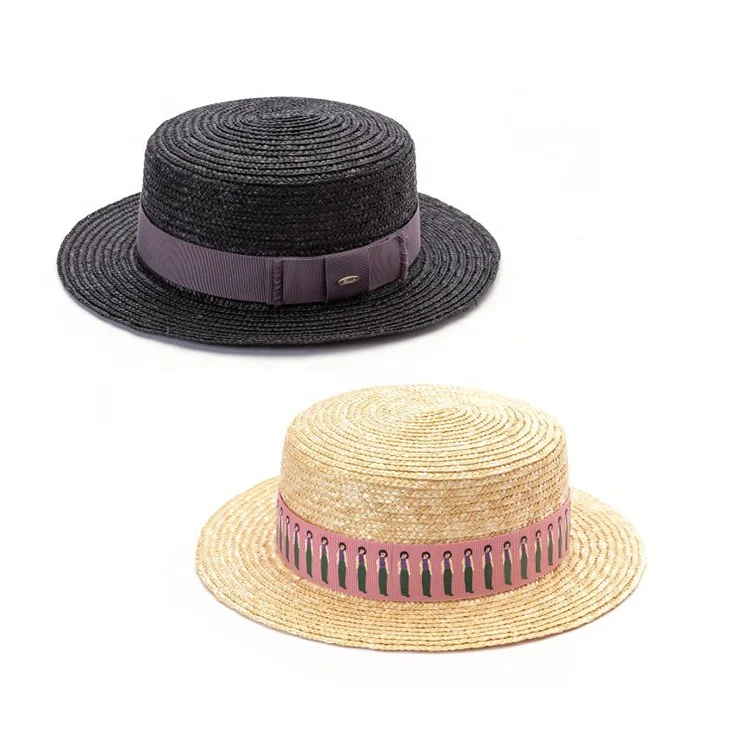 Оптовая продажа, летние пляжные соломенные шляпы с лентой и логотипом на заказ