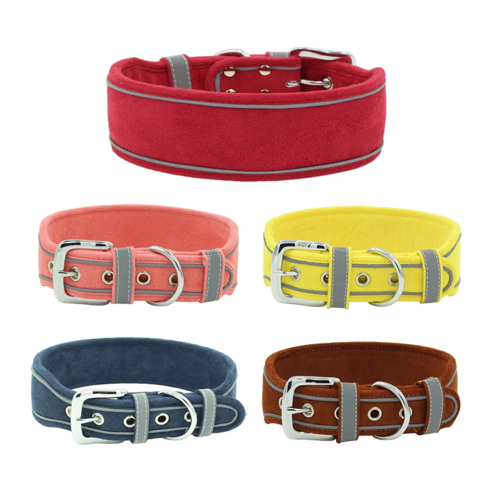 2022 Dog Walking Artifact Suede Reflective Pet Soft Collar Medium and Large Dog Pet Collar Leash Set Multifunction Dogs Leash