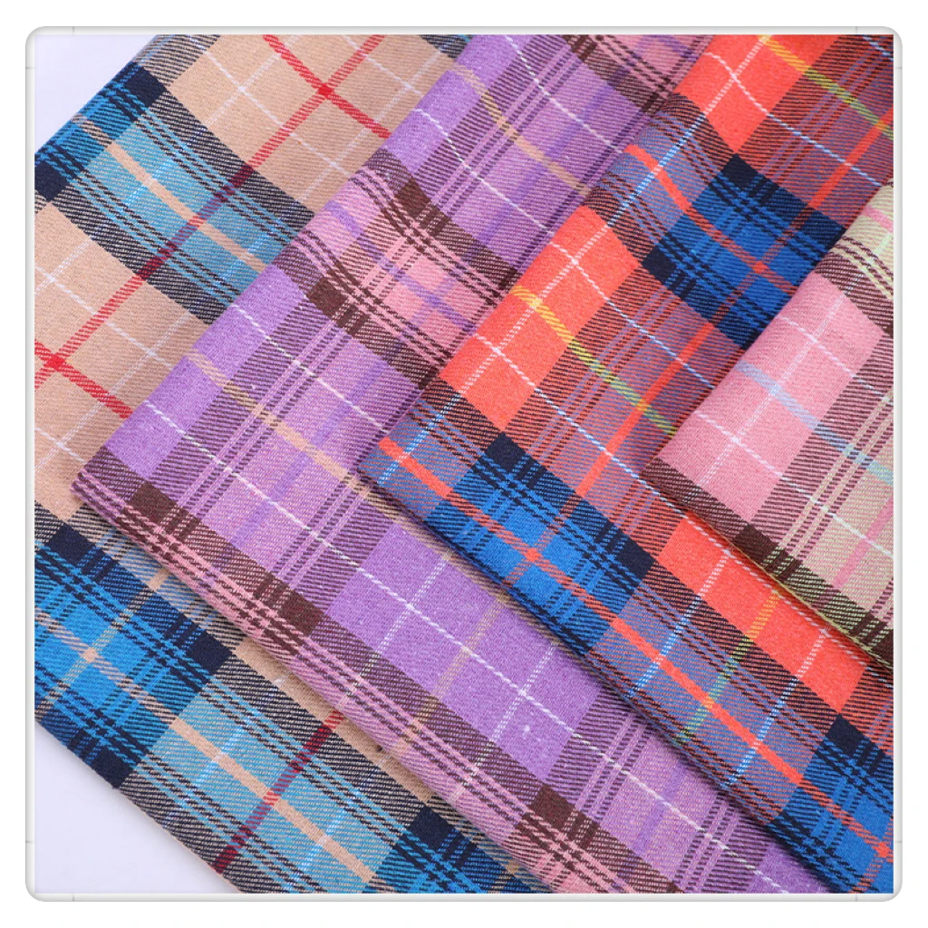 21s  100% Cotton Plaid Flannel Fabric 130gsm yarn dyed check fabric wholesale flannels flannels plaid polyester yarn dyed fabric