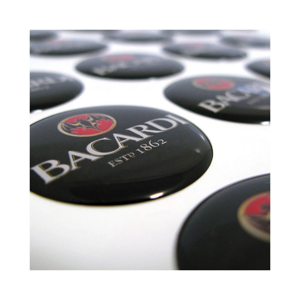 Hot selling High Quality Custom Logo Waterproof Clear Crystal Resin Epoxy Metal Metallic Dome Label Sticker