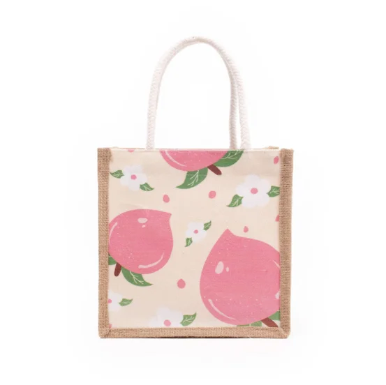 Printed custom canvas cotton manufacturers burlap wine bag hessian jute shopping bag burlap tote jute bag