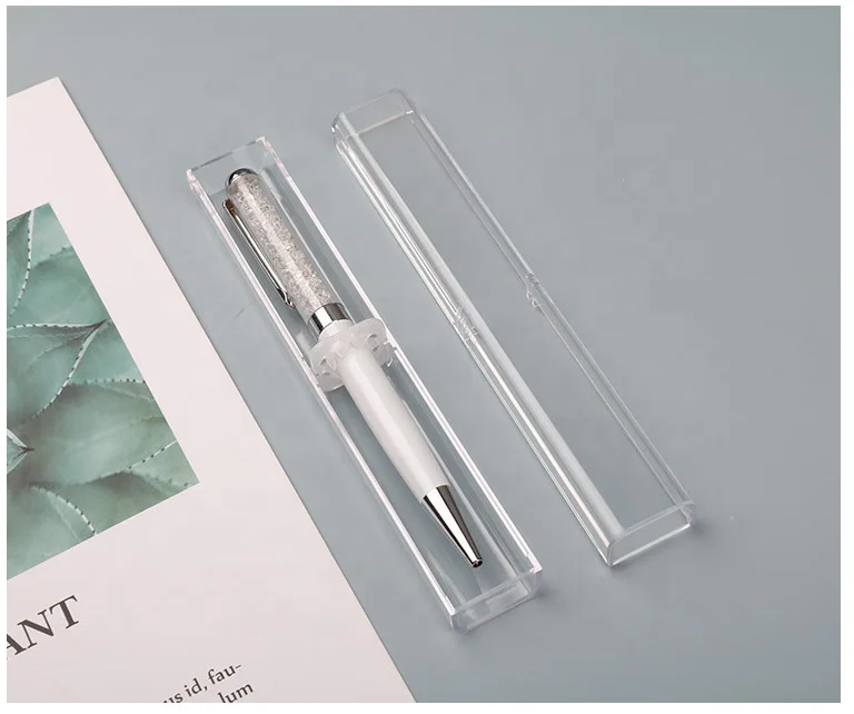 Custom cheap promotional logo pen plastic Quartet case transparent Gift Box set packaging box