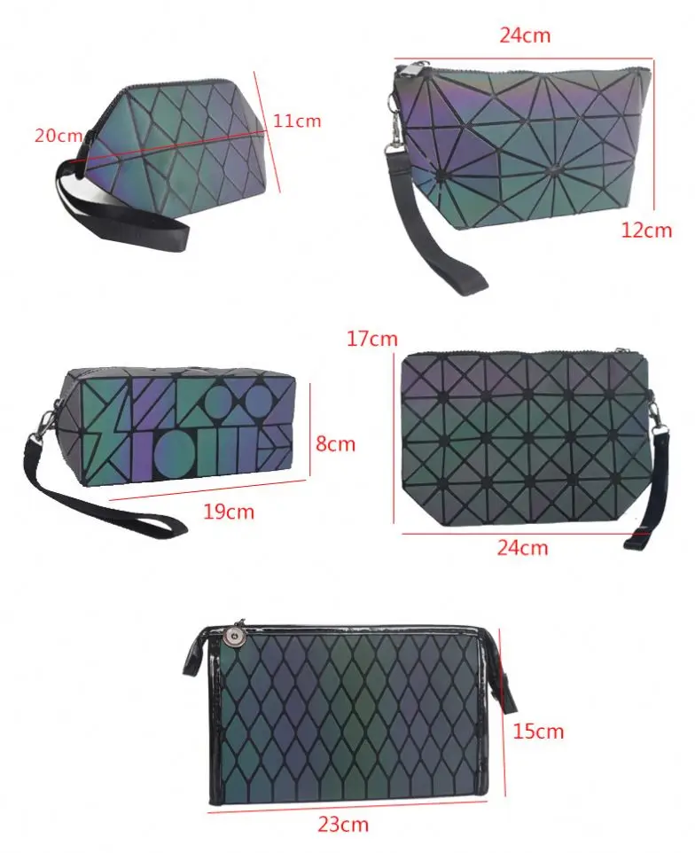 Featured Laser Holographic Luminous Geometric Large Capacity Cosmetic Makeup Bag Pouch for Ladies Women Toiletry Bag