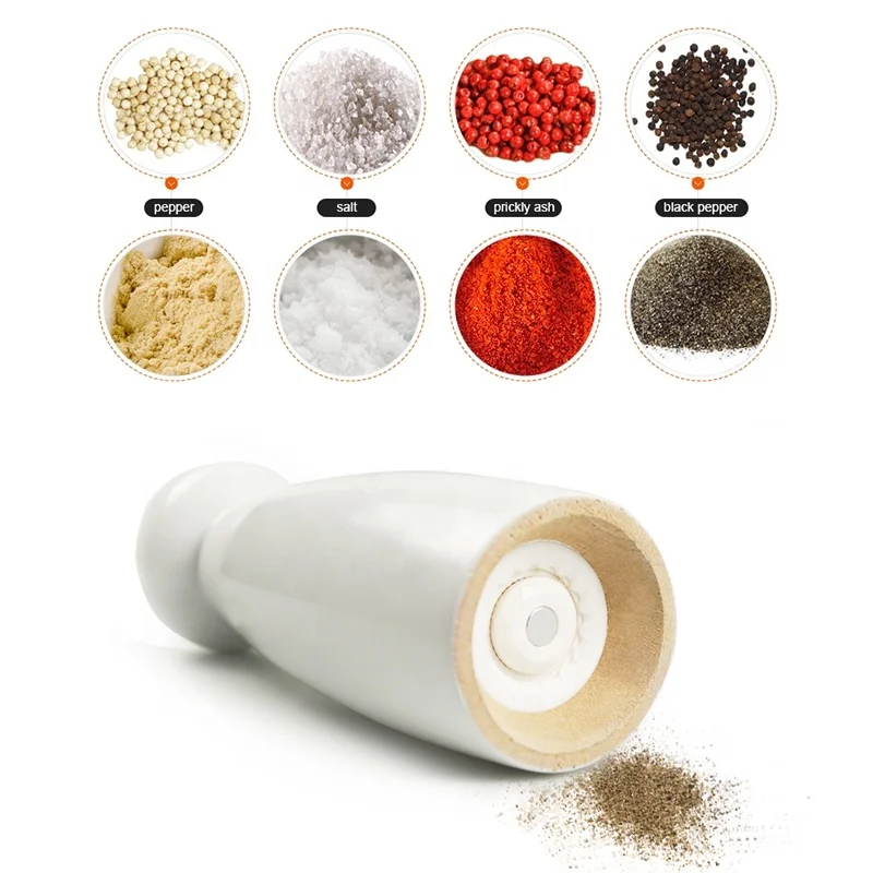 10 inch white color pepper grinder mill wood