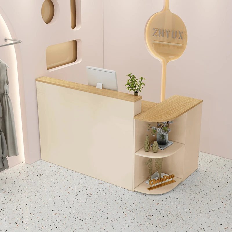 Modern Cheap Custom New Luxury Design Wood Nail Beauty Spa White Small Front Salon Counter Reception Desk