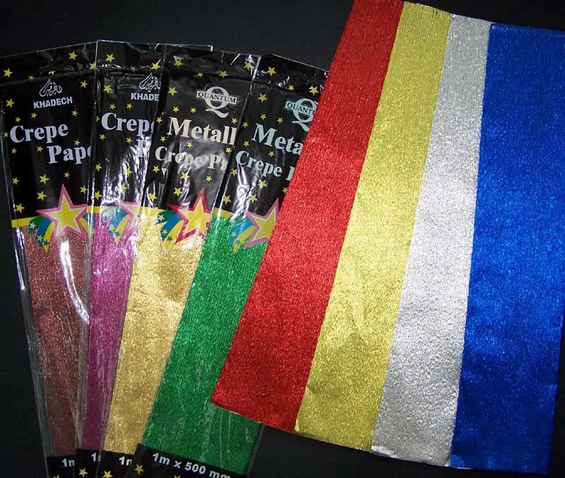Wholesale Metallic Crepe Paper for Kids Gold Silver Crepe Paper Folds Multi Colors 10PCS Craft Metallic Foil Crepe Paper