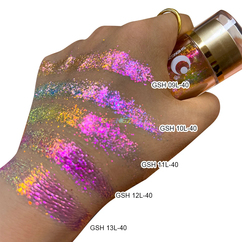 new arrival GSH01L-40 series makeup eyeshadow chameleon flake candy aurora pigment powder flake shimmer eyeshadow loose flake