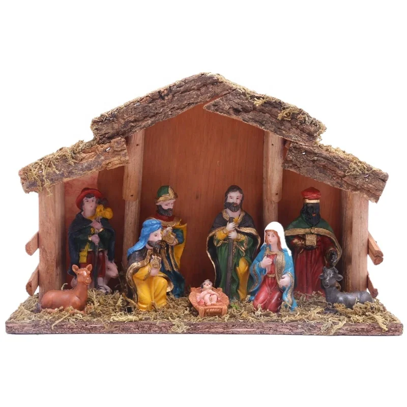 Nativity Figurine Set Delicate Beautiful Exquisite Durable Desktop Decoration Nativity Jesus Manger Set for Home Office School