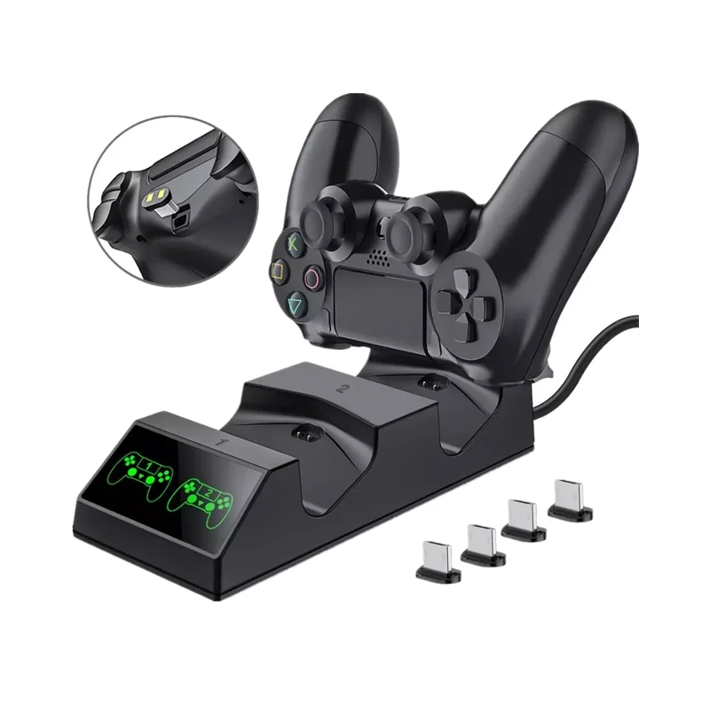
PS4 Controller Charger Station with 2 USB Charging Dongles Dual Charging Dock for Sony PS4 Slim Pro 