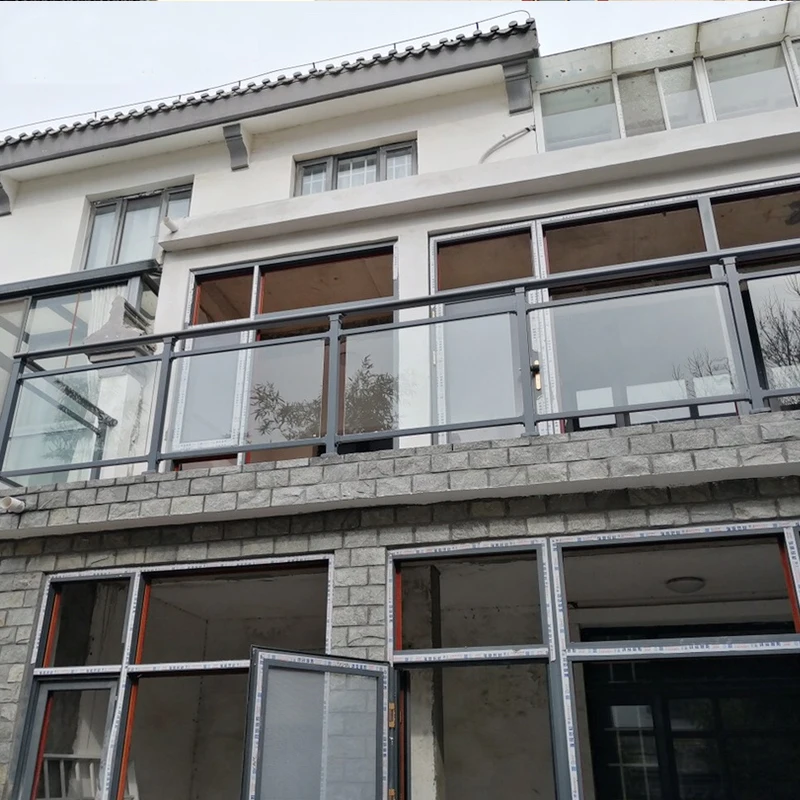 Glass guardrail villa balcony terrace outdoor railing handrail staircase welded all aluminum glass fence