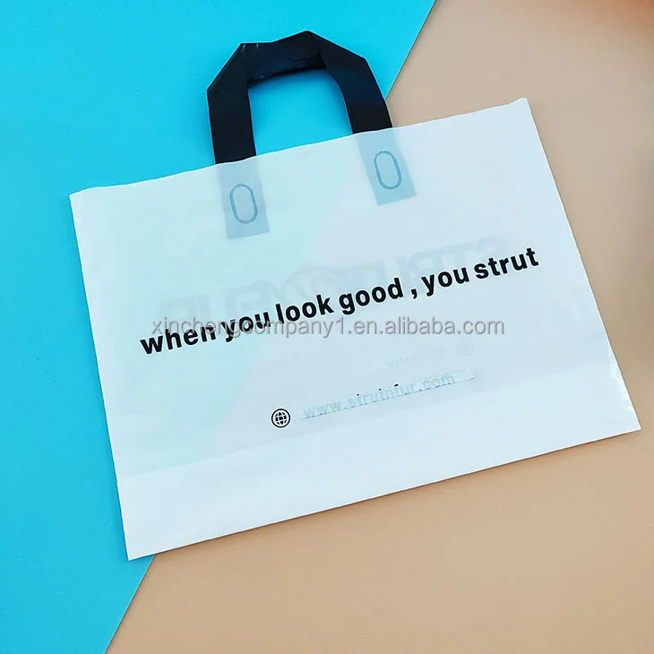 Wholesale Custom Plastic Bags With Logo Recyclable Handle Groceries Business Promotion Shopping Bags