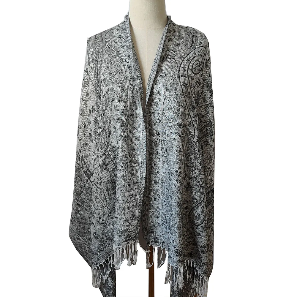 New Arrive Pashmina Scarf For Women Custom Design Jacquard Long Wrap Shawl Elegant  Luxury Quality Scarf