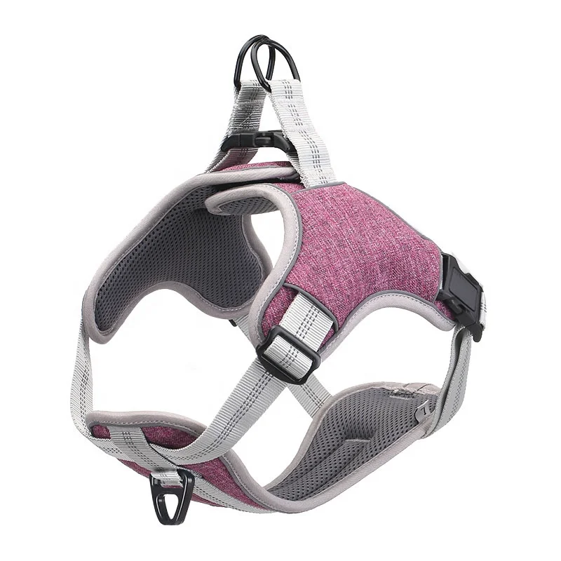 Dog Harness No Pull Reflective Vest with 2 Metal Leash Hooks Adjustable Soft Padded Pet for Small Medium