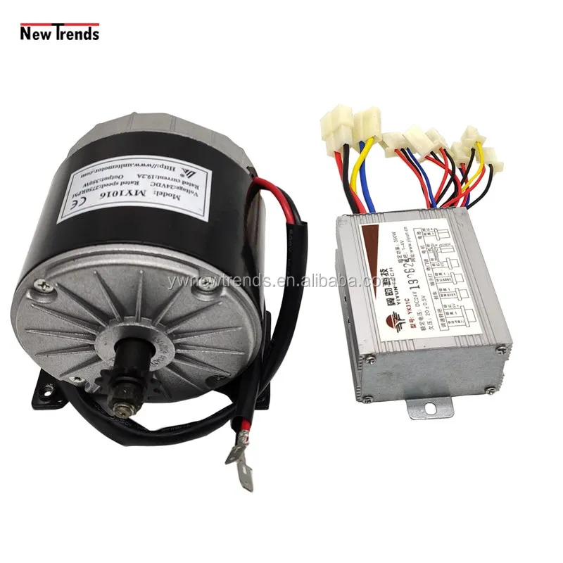 MY1016 350W 24V 36V High Speed Mini Bike Electric Scooter DC Brushed Motor Kit with Controller for DIY