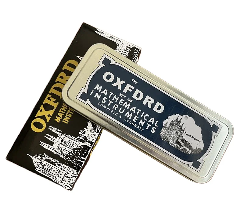 CHXN  Stationery Box Mathematics Set Tin Metal Plastic Compass Ruler Iron Box for Examination